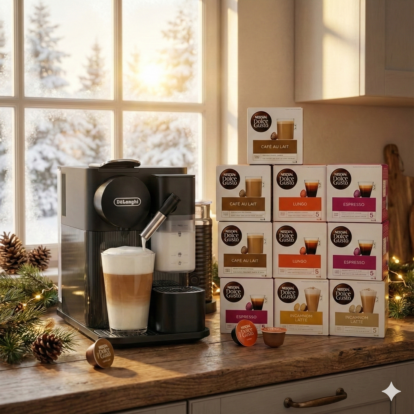 Lattissima Kaffeemaschine + Kostenlosen 4 Monats Kapseln Bedarf