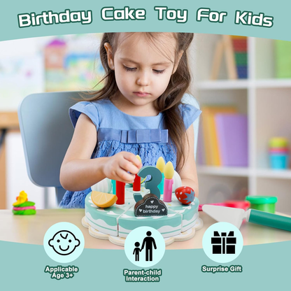 TinyChef – Educational & Fun – Wooden Kitchen Set with Cake and Accessories