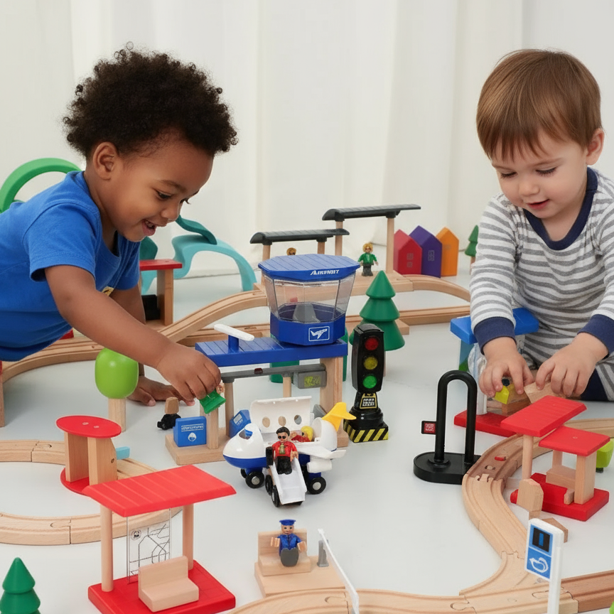 Woods – Stylish & Educational – Wooden Public Transport Playset
