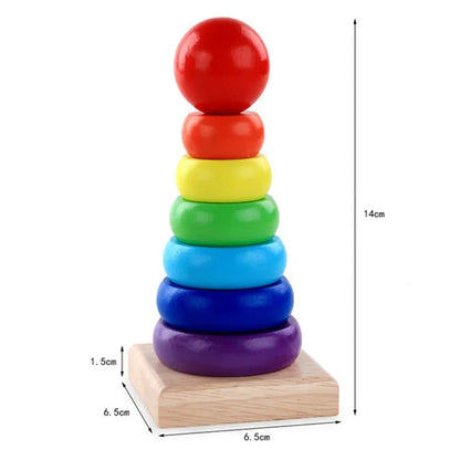 Rainbow Stacker™ – Colorful Tower Fun – Wooden Stacking Tower