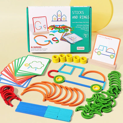 Sticks & Rings – Slim & Creative – Wooden Shape Puzzle