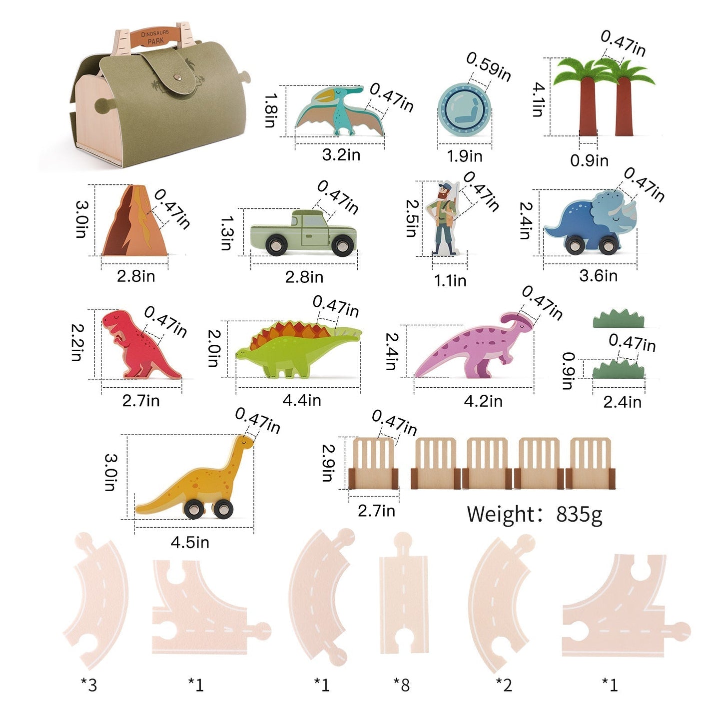 Woods™ - Prehistoric Fun - Wooden Dinosaur Park Set
